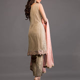 Zainab Chottani | Semi Formals | BEIGE FRONT OPEN EMBELLISHED ENSEMBLE