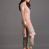 Zainab Chottani | Semi Formals | SALMON PINK AND PISTACHIO GREEN EMBELLISHED OUTFIT