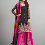Zainab Chottani | Semi Formals | BLACK AND HOT PINK
