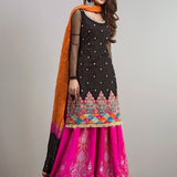 Zainab Chottani | Semi Formals | BLACK AND HOT PINK