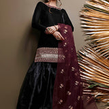 Zainab Chottani | Semi Formals | BLACKOUT BURGUNDY