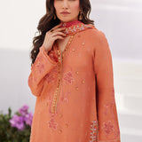 Farah Talib Aziz | Designer Picks 24 | ELYNA CORAL EMBROIDERED RAW SILK SHIRT AND DUPATTA
