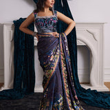Farah Talib Aziz | Velvets The After Party | ALIXIA CHARMEUSE SAREE WITH VELVET BLOUSE