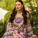 Elaf Premium | Print Chikankari 25 | ELK-02A PERIWINKLE