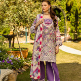 Elaf Premium | Print Chikankari 25 | ELK-02A PERIWINKLE