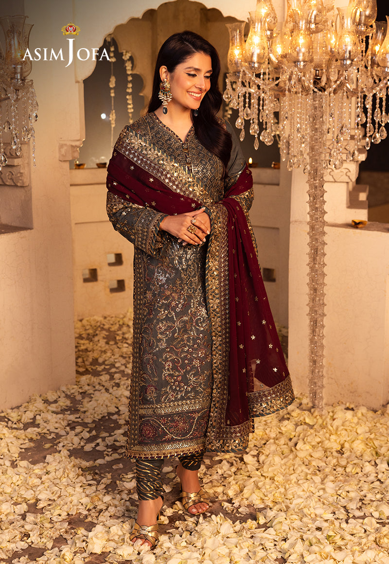 Shehnai by Asim Jofa Embroidered Net Unstitched 3Pc Suit AJSH-07