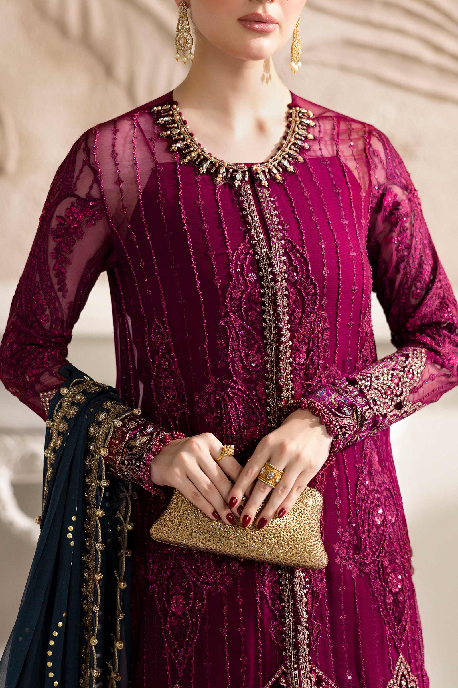 Maria B 3 Piece Unstitched Embroidered Chiffon Suit | MPC-25-102