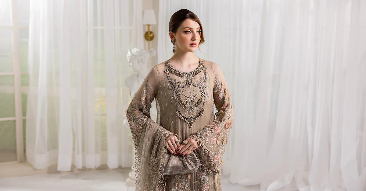 Maria B 3 Piece Embroidered Chiffon Suit | MPC-25-107