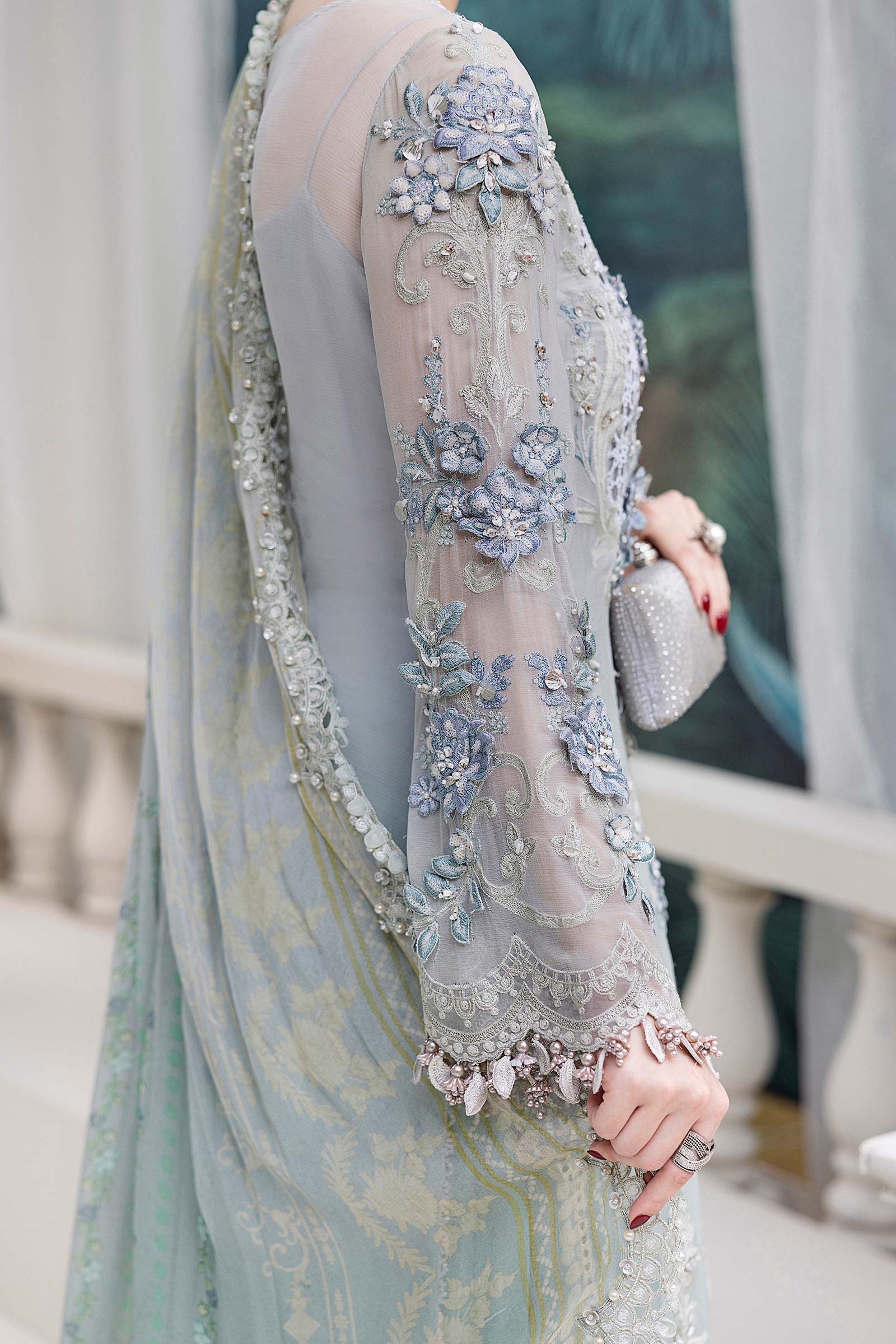 Maria B 3 Piece Embroidered Chiffon Suit | MPC-25-108