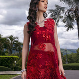 Zainab Chottani Embroidered Organza 3Pc Suit D-09 Ruby Luxe