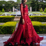 Zainab Chottani Embroidered Organza 3Pc Suit D-09 Ruby Luxe