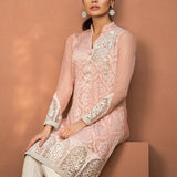 Zainab Chottani | Luxury Pret | SALMON PINK CHIFFON SHIRT