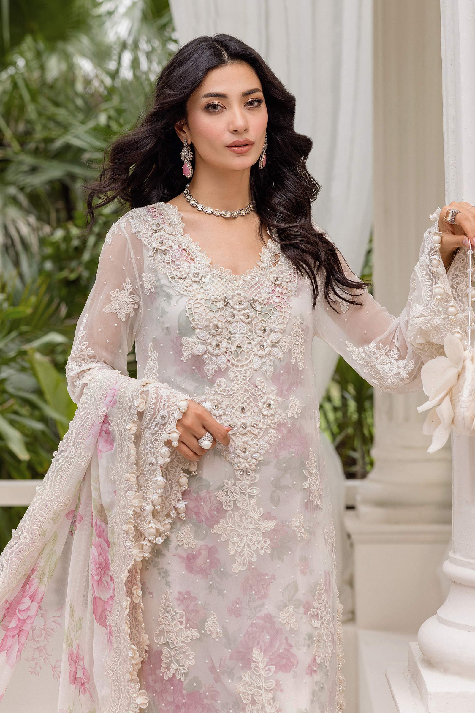 Maria b 3 Piece Unstitched Embroidered Chiffon Suit | MPC-25-101 