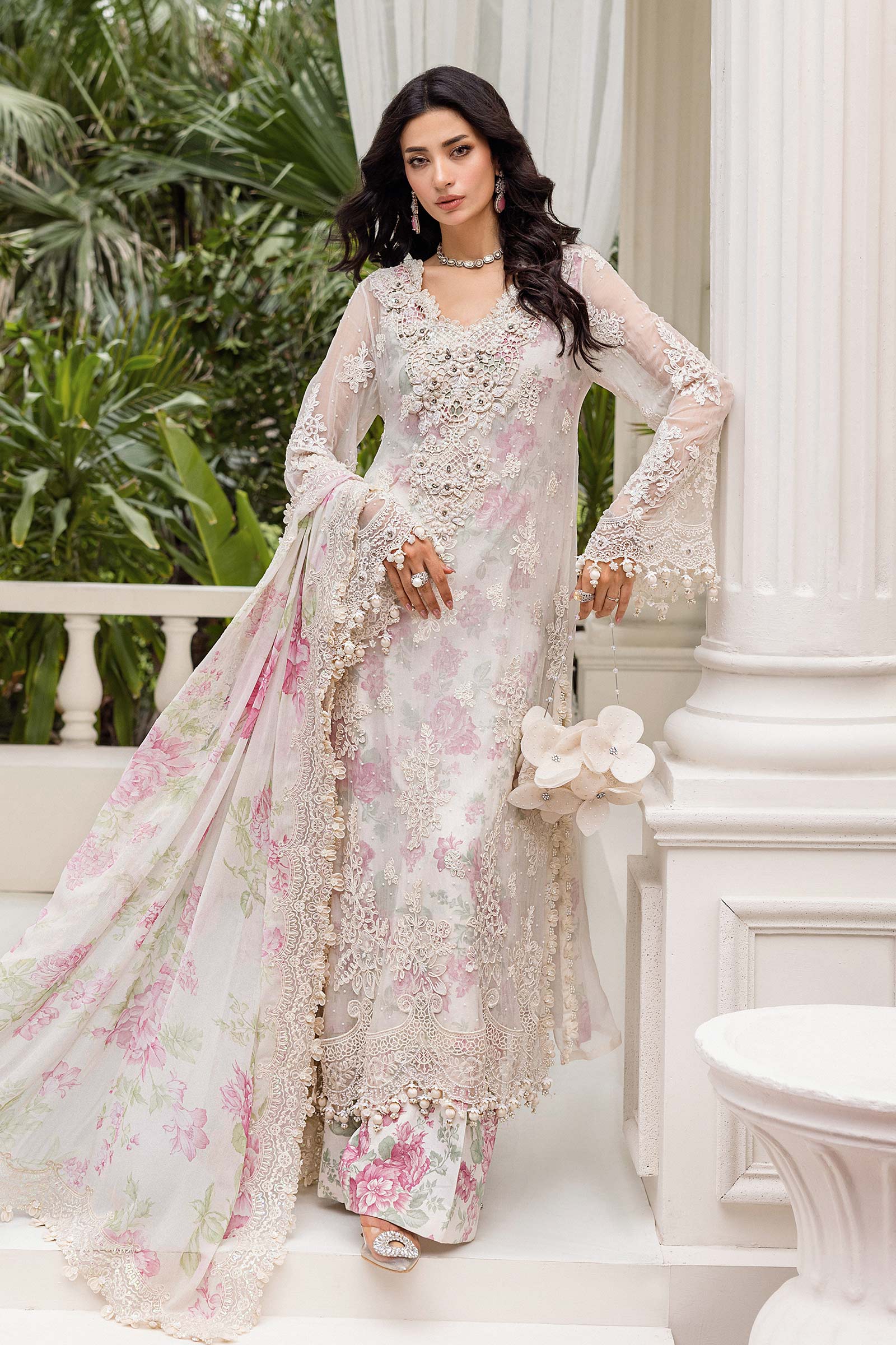 Maria b 3 Piece Unstitched Embroidered Chiffon Suit | MPC-25-101 