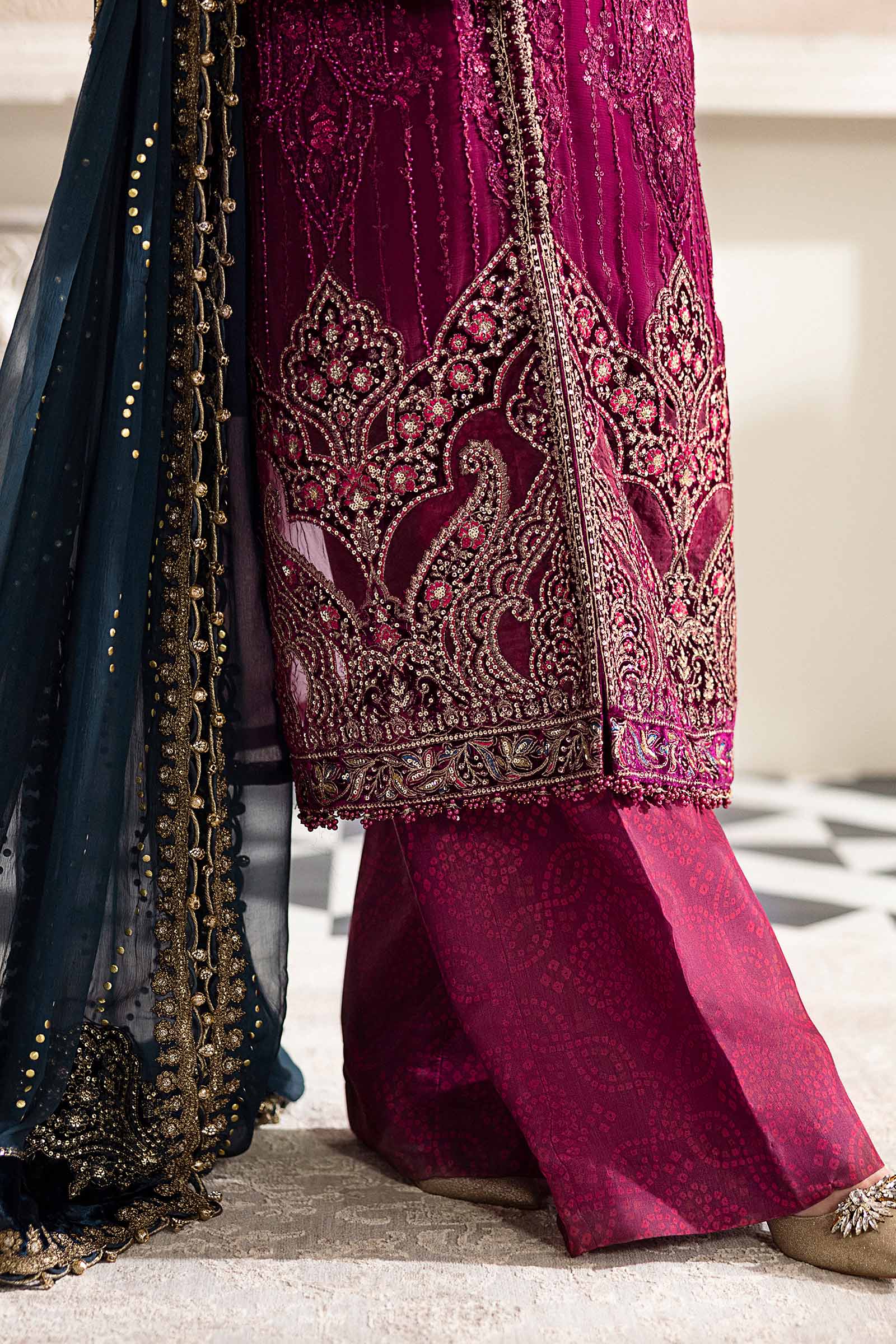 Maria B 3 Piece Unstitched Embroidered Chiffon Suit | MPC-25-102 