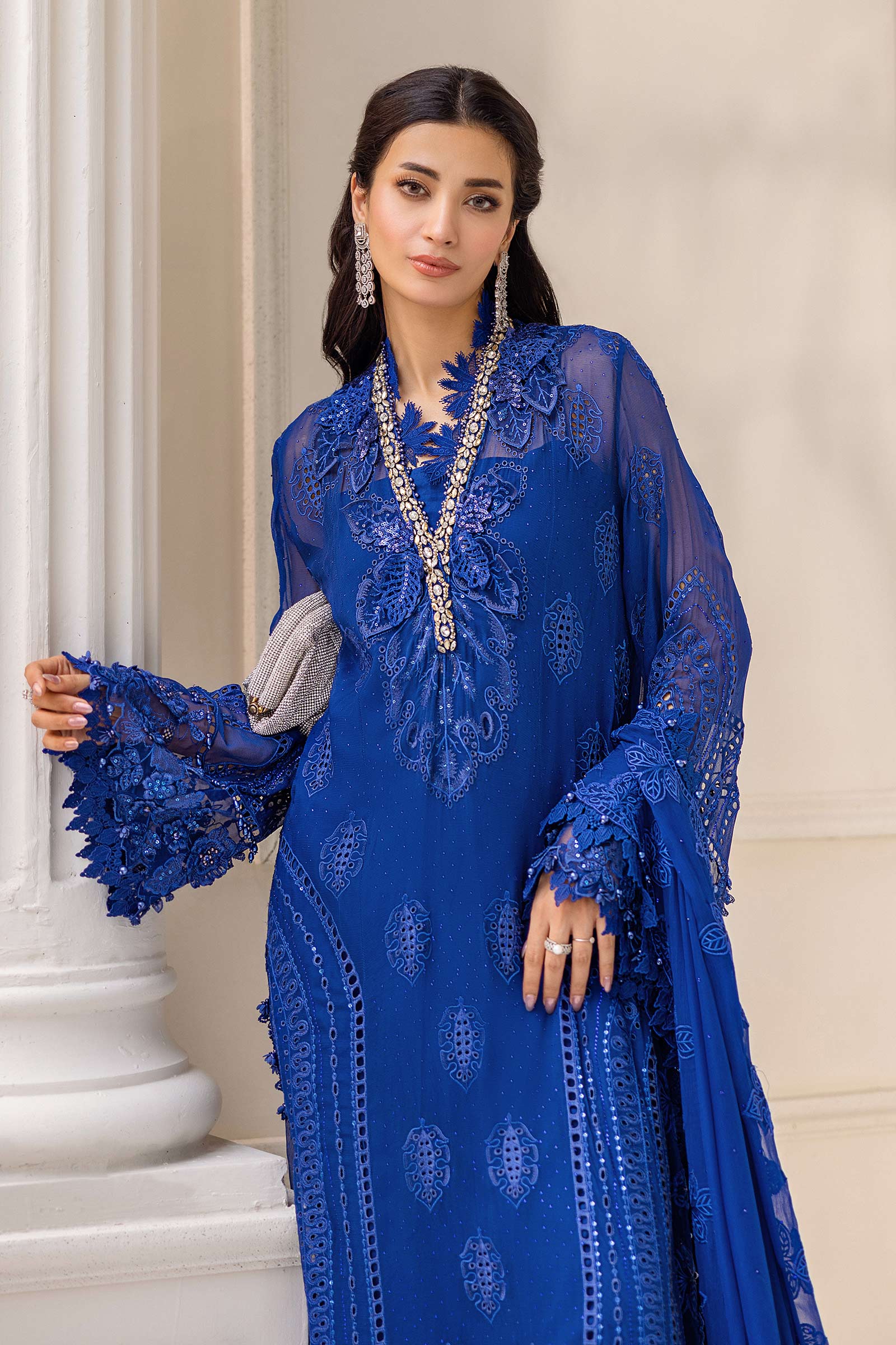 Maria B 3 Piece Embroidered Chiffon Suit | MPC-25-103 
