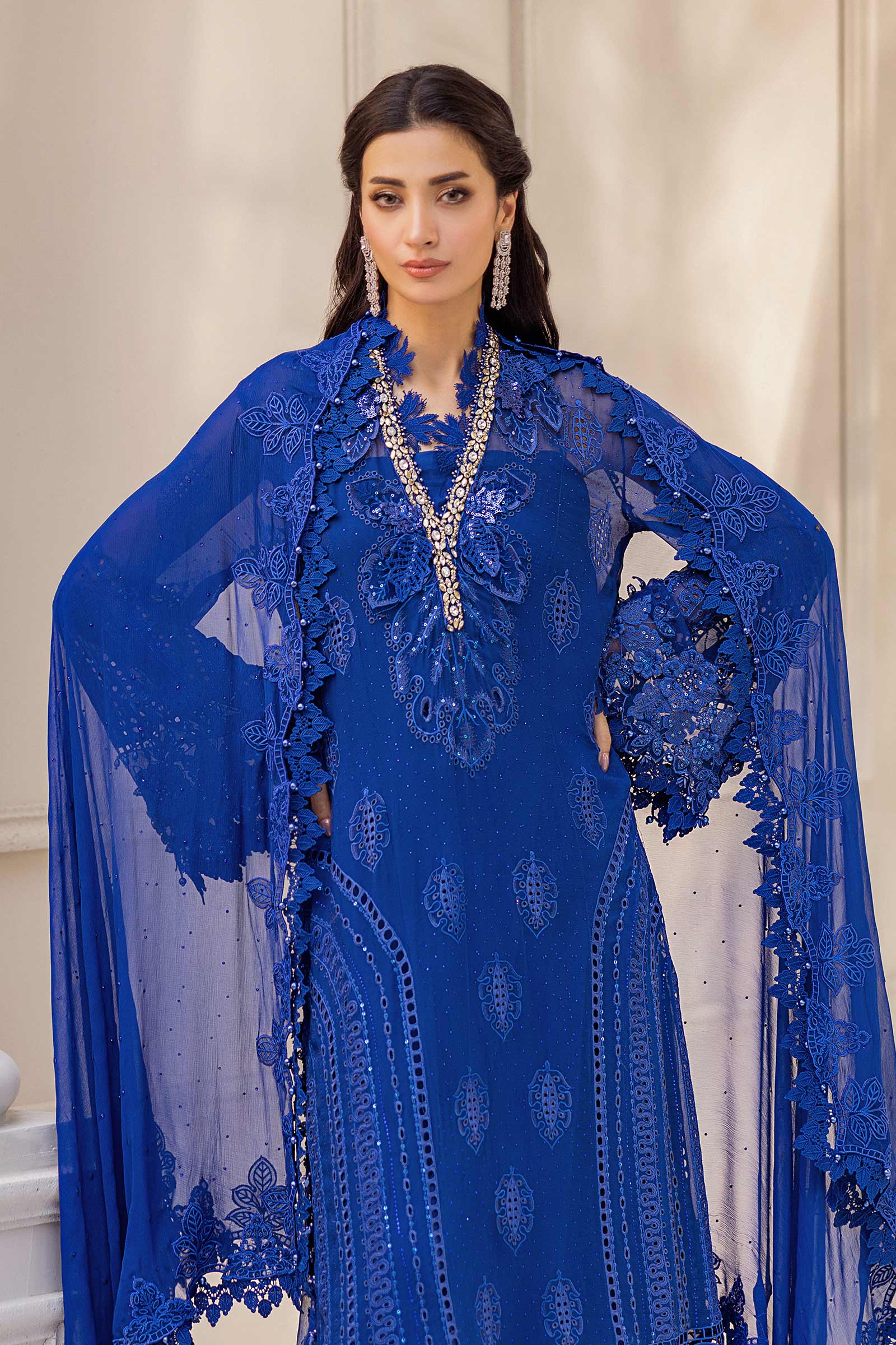 Maria B 3 Piece Embroidered Chiffon Suit | MPC-25-103 