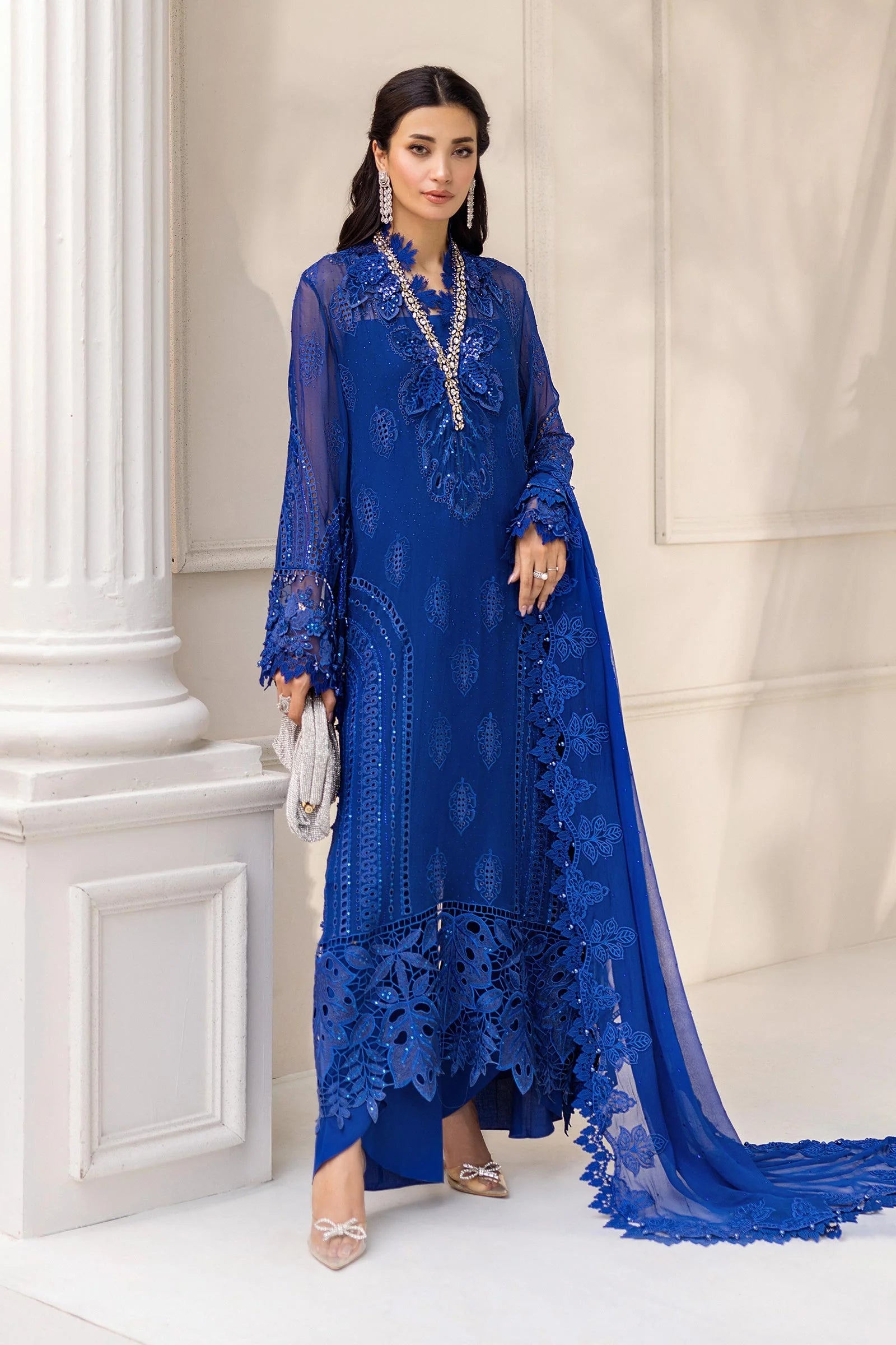 Maria B 3 Piece Embroidered Chiffon Suit | MPC-25-103 