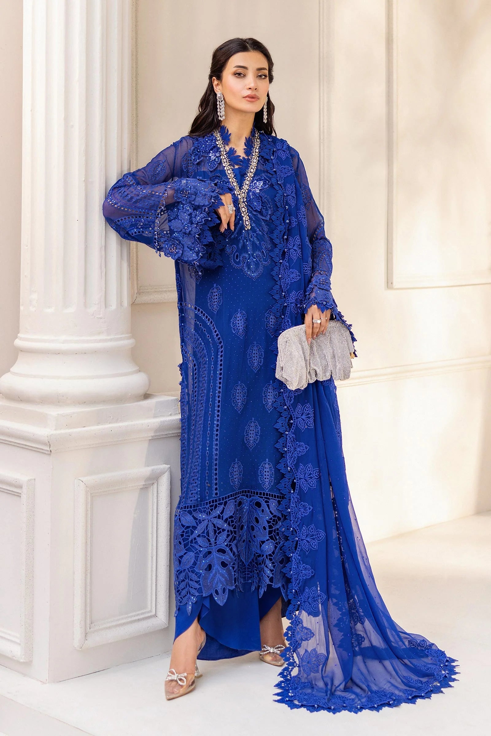 Maria B 3 Piece Embroidered Chiffon Suit | MPC-25-103 