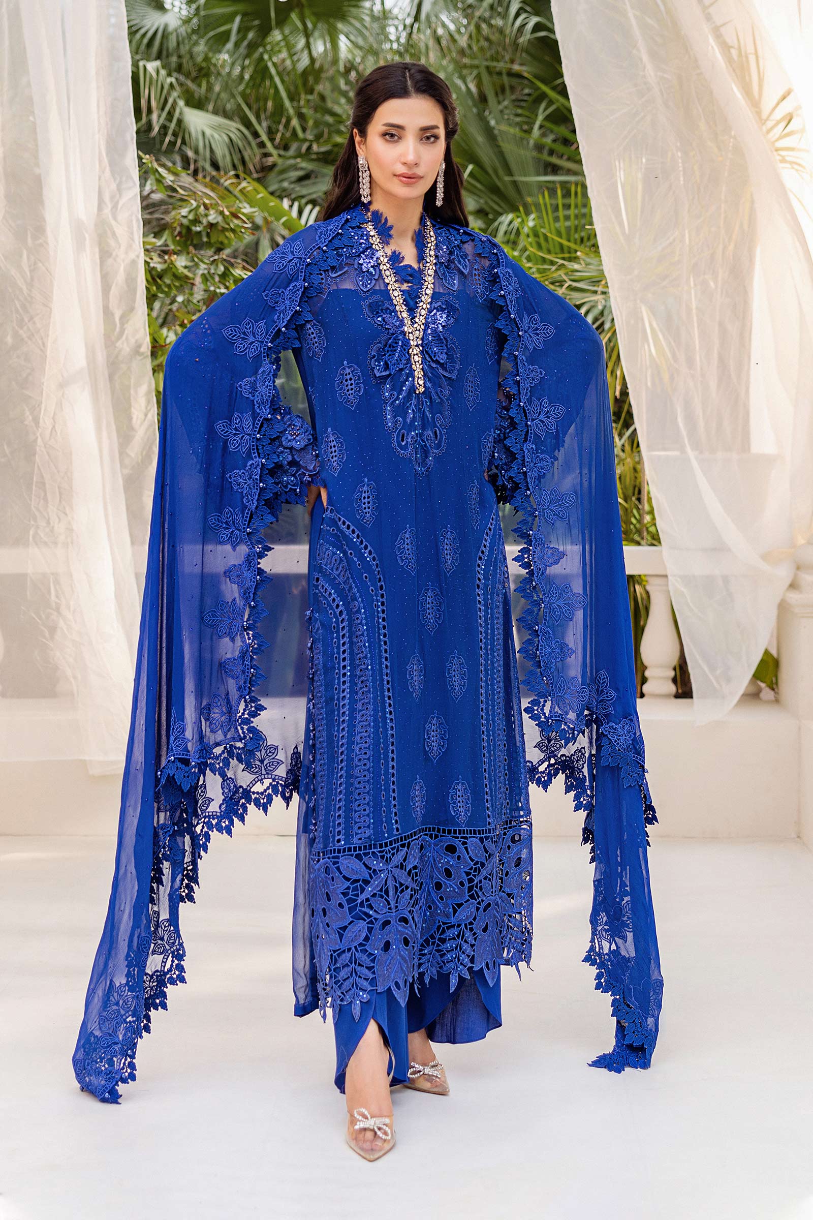Maria B 3 Piece Embroidered Chiffon Suit | MPC-25-103 
