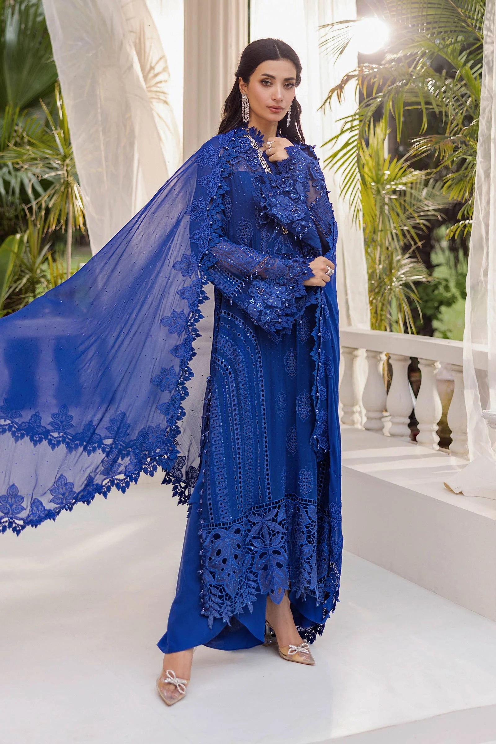 Maria B 3 Piece Embroidered Chiffon Suit | MPC-25-103 