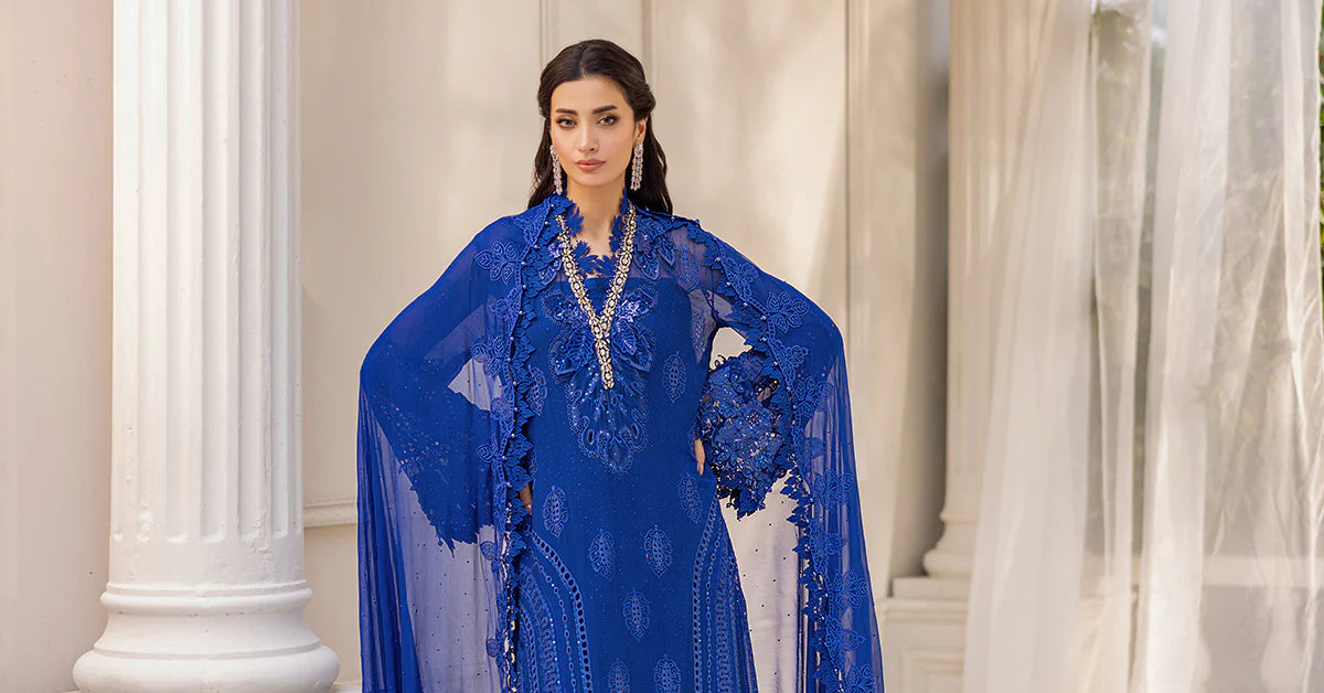 Maria B 3 Piece Embroidered Chiffon Suit | MPC-25-103 