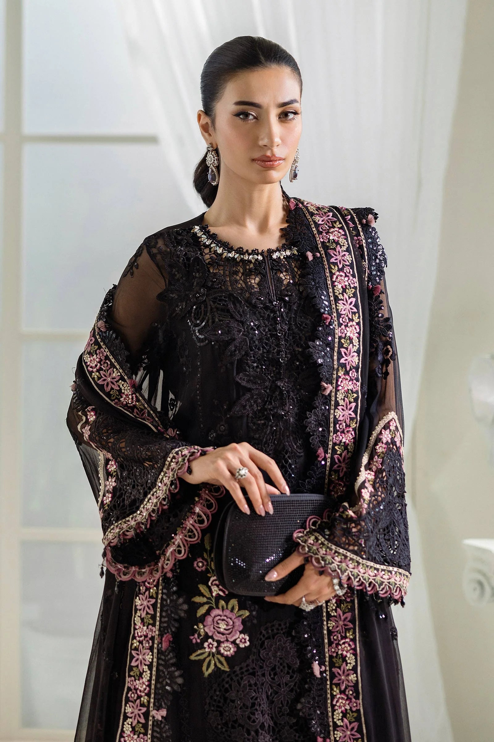Maria B 3 Piece Embroidered Chiffon Suit | MPC-25-104 