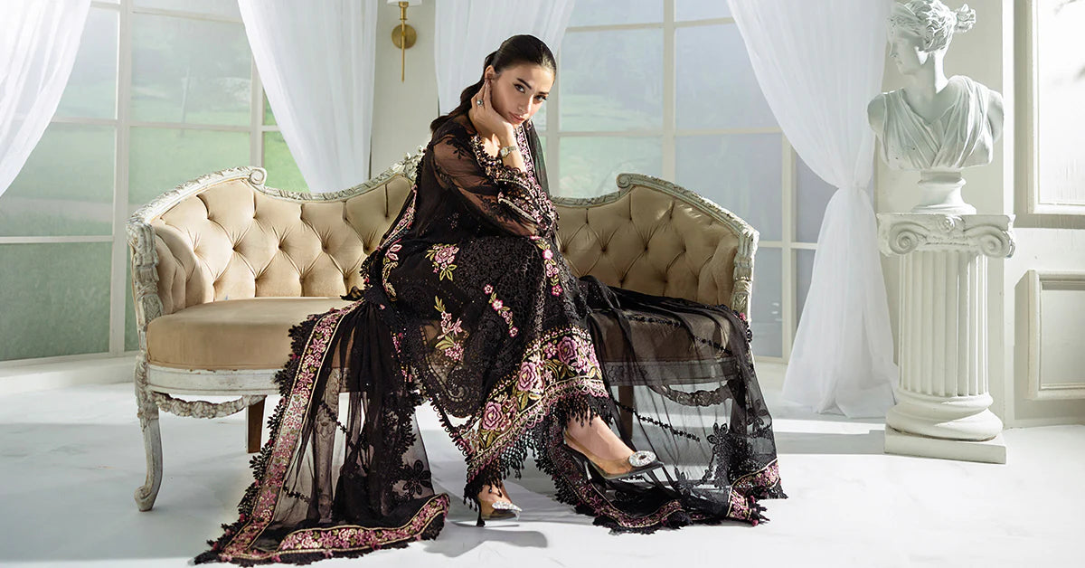 Maria B 3 Piece Embroidered Chiffon Suit | MPC-25-104 