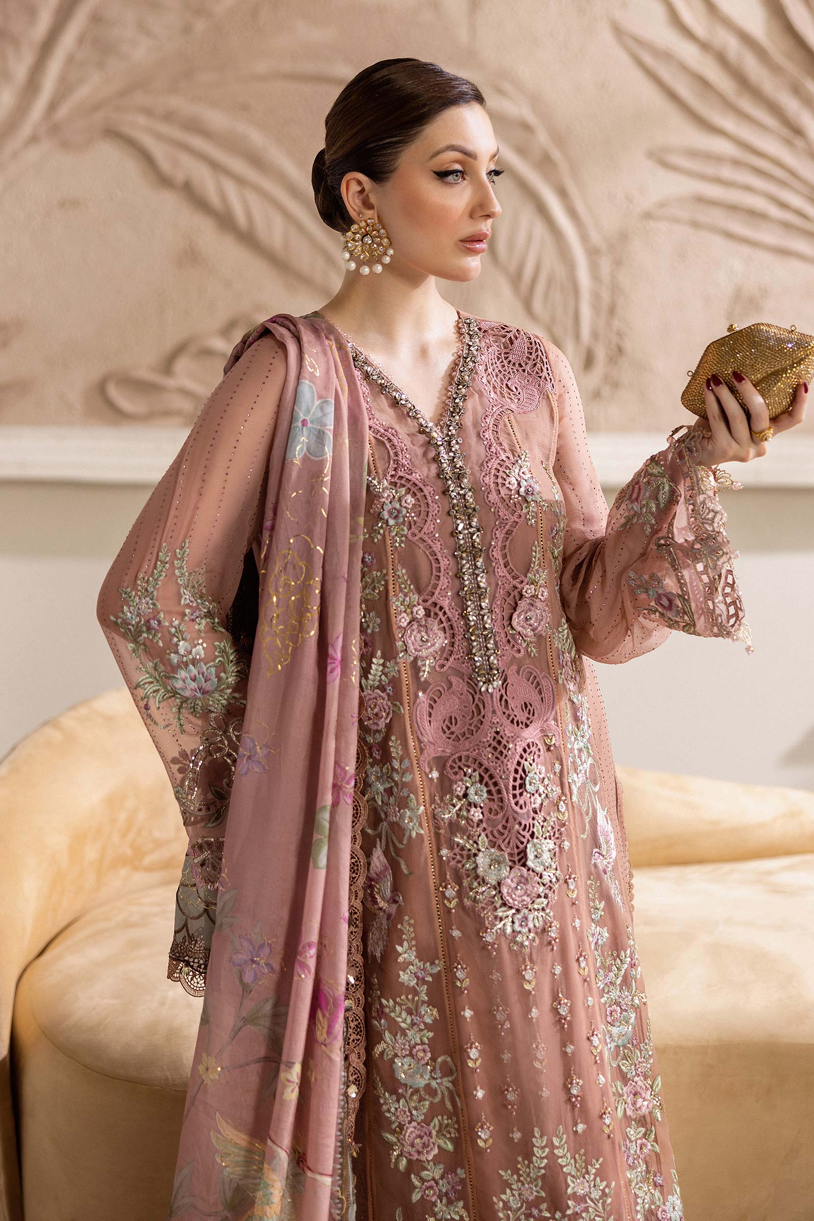 Maria B 3 Piece Embroidered Chiffon Suit | MPC-25-105 