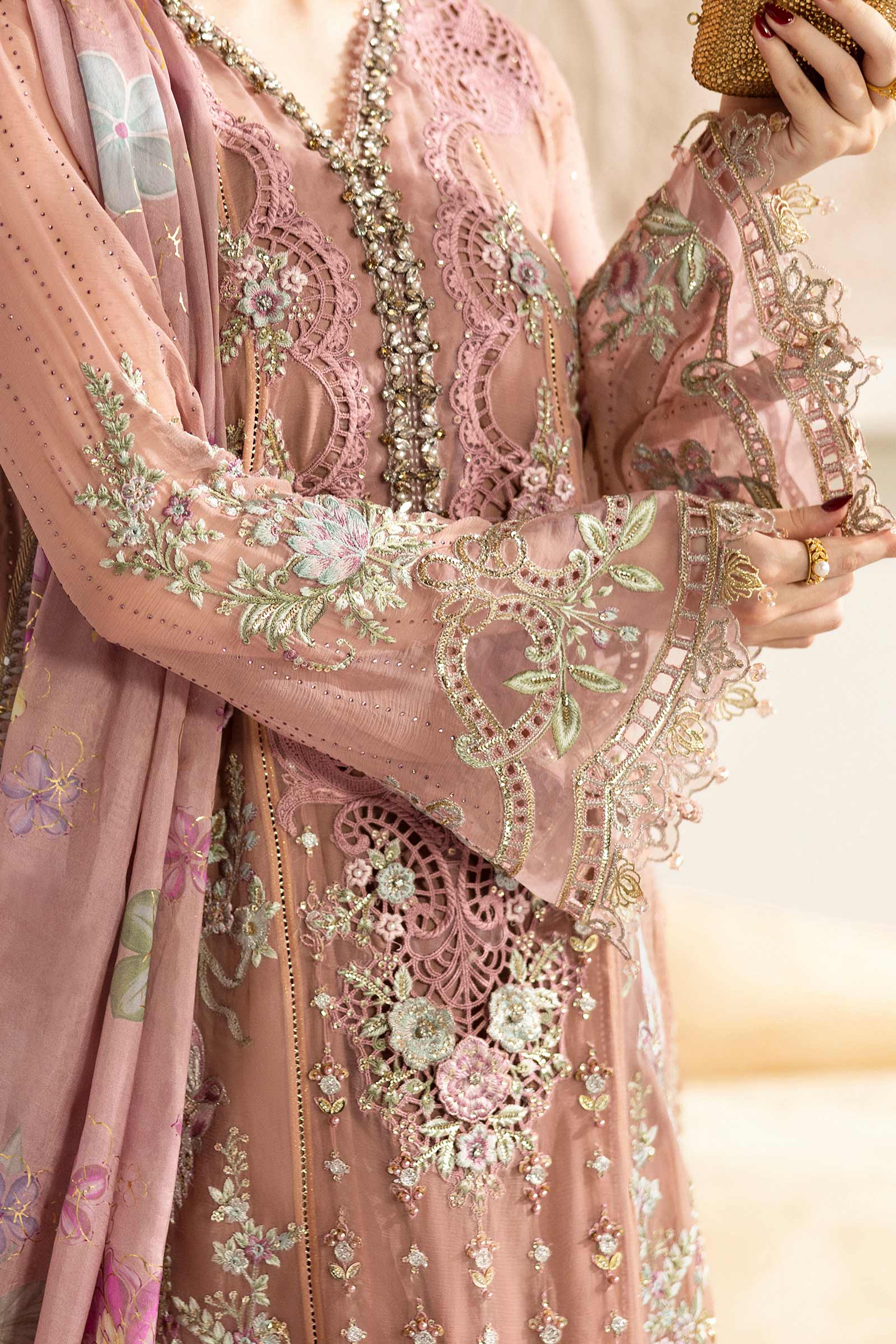 Maria B 3 Piece Embroidered Chiffon Suit | MPC-25-105 