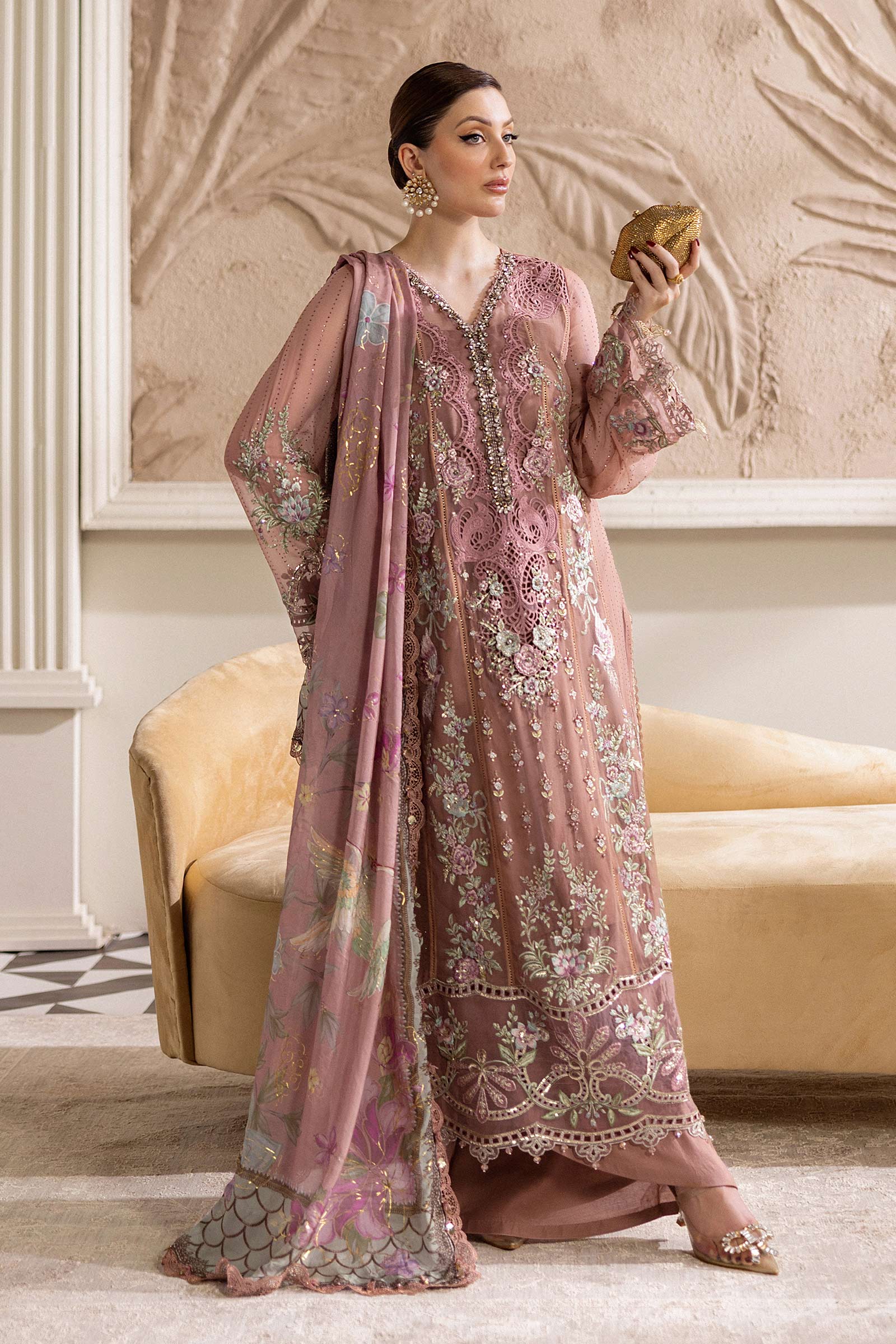 Maria B 3 Piece Embroidered Chiffon Suit | MPC-25-105 
