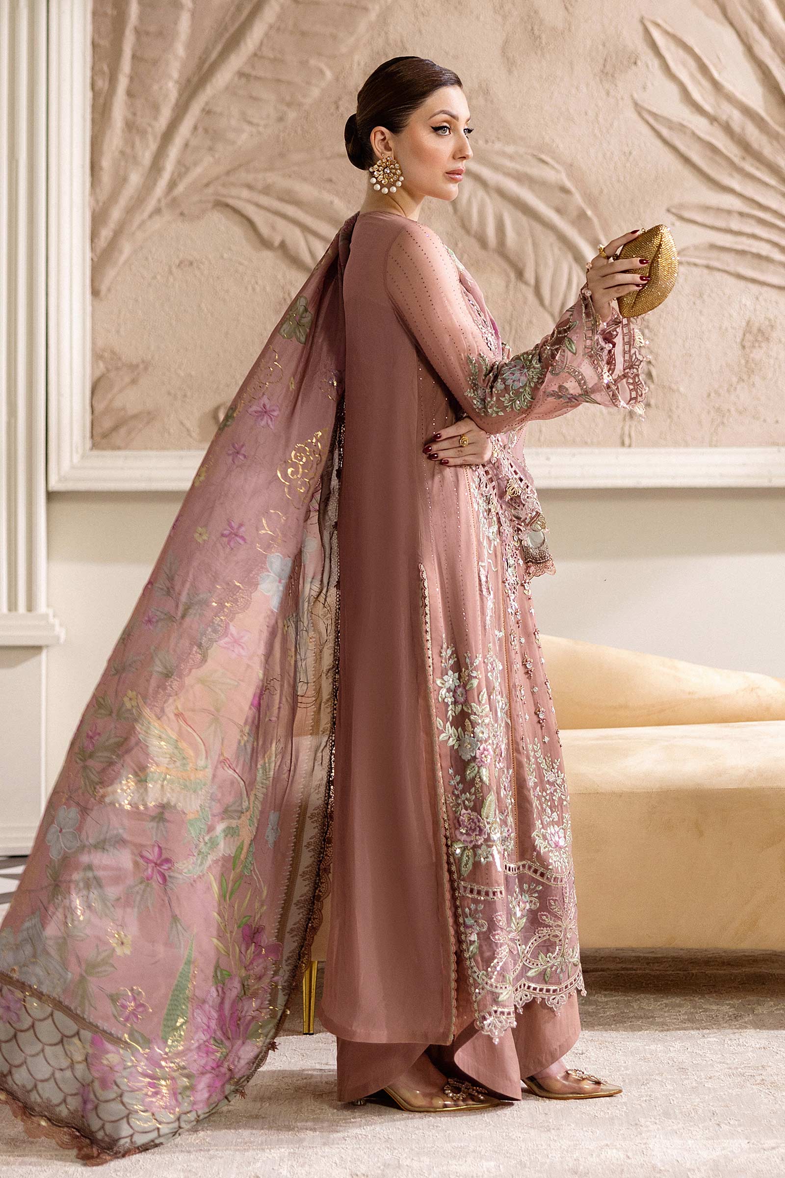 Maria B 3 Piece Embroidered Chiffon Suit | MPC-25-105 