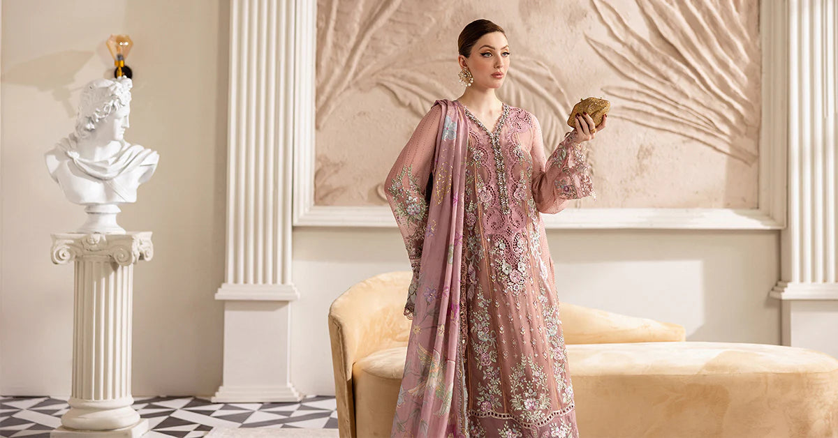 Maria B 3 Piece Embroidered Chiffon Suit | MPC-25-105 