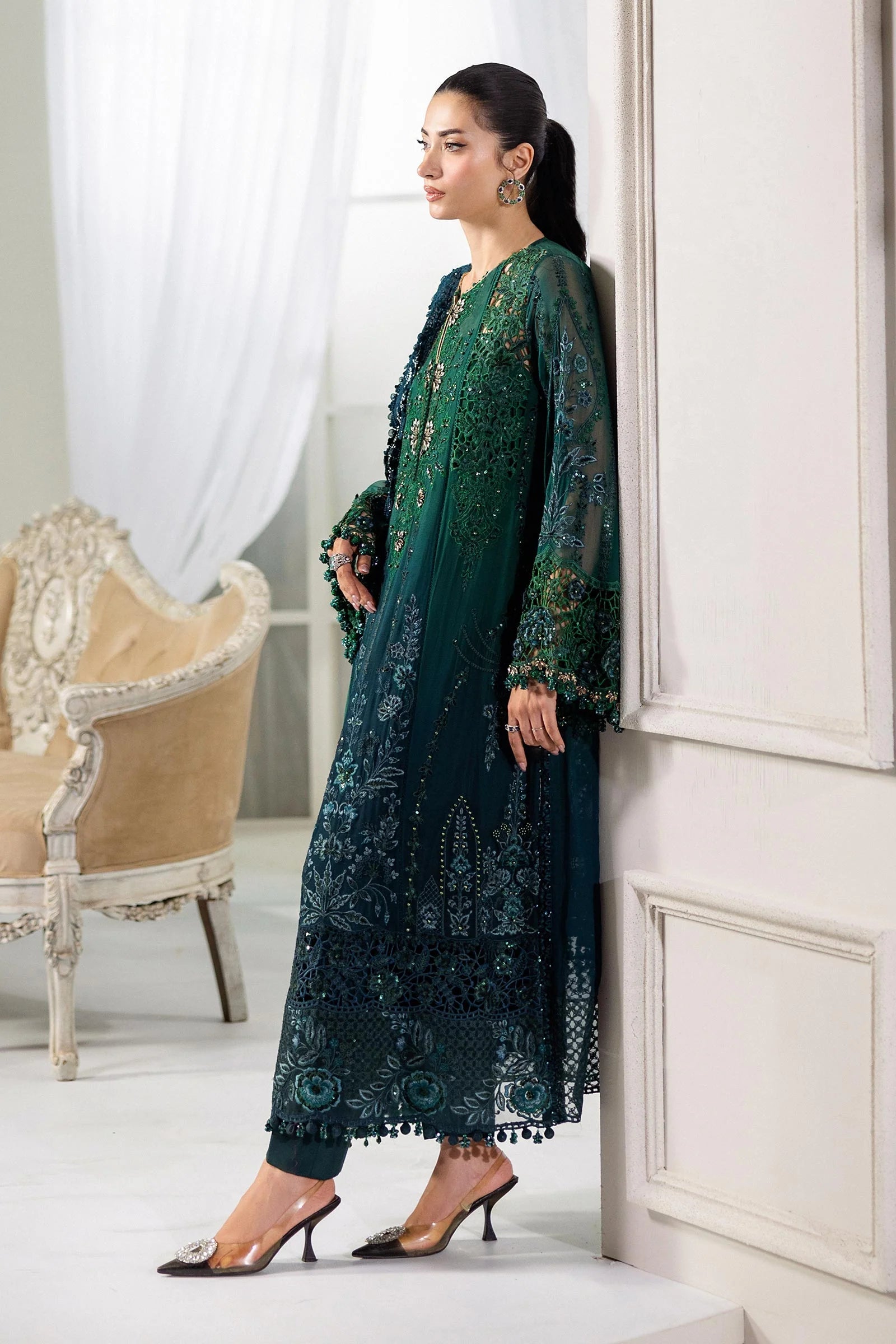 Maria B 3 Piece Embroidered Chiffon Suit | MPC-25-106