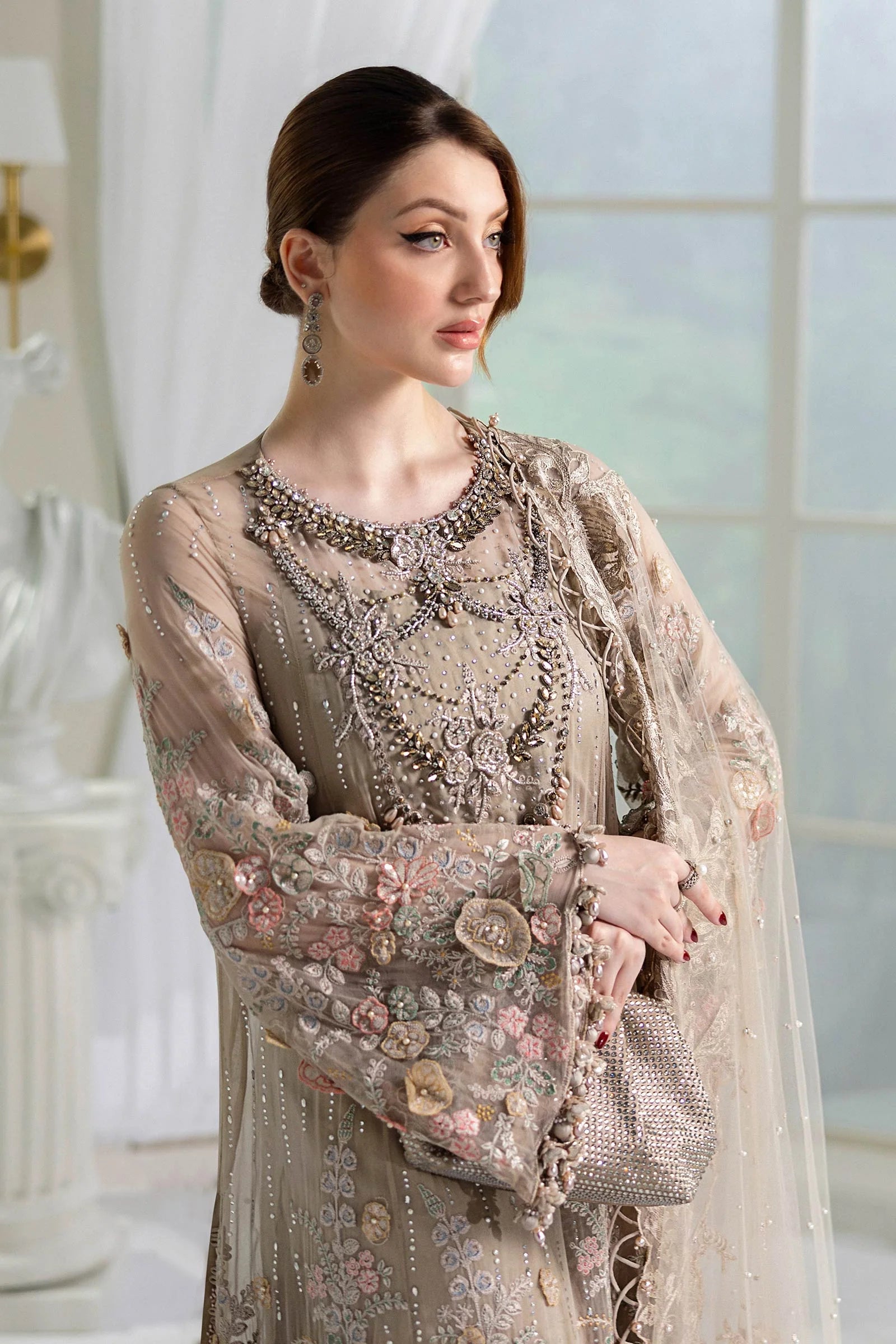 Maria B 3 Piece Embroidered Chiffon Suit | MPC-25-107 