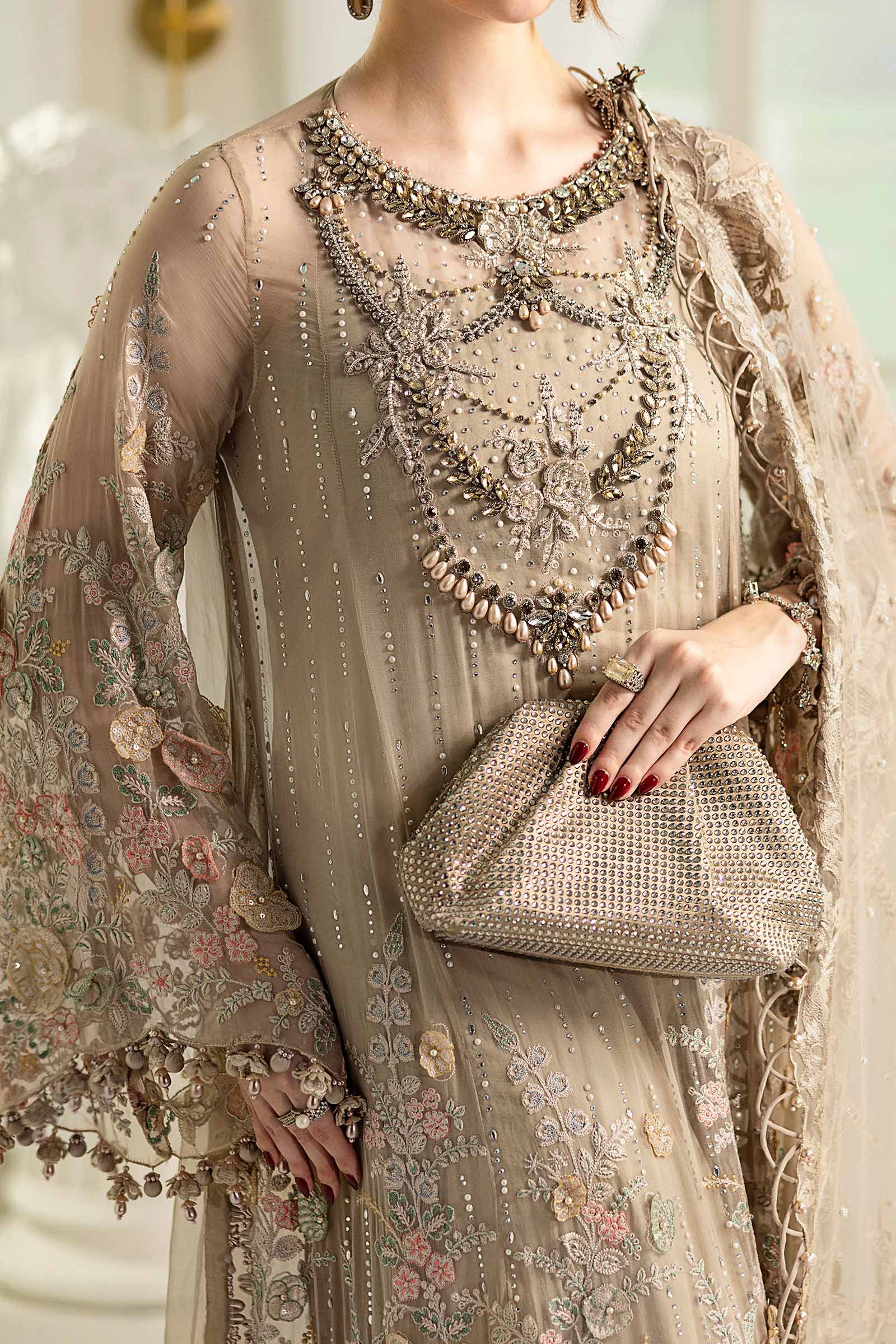 Maria B 3 Piece Embroidered Chiffon Suit | MPC-25-107 