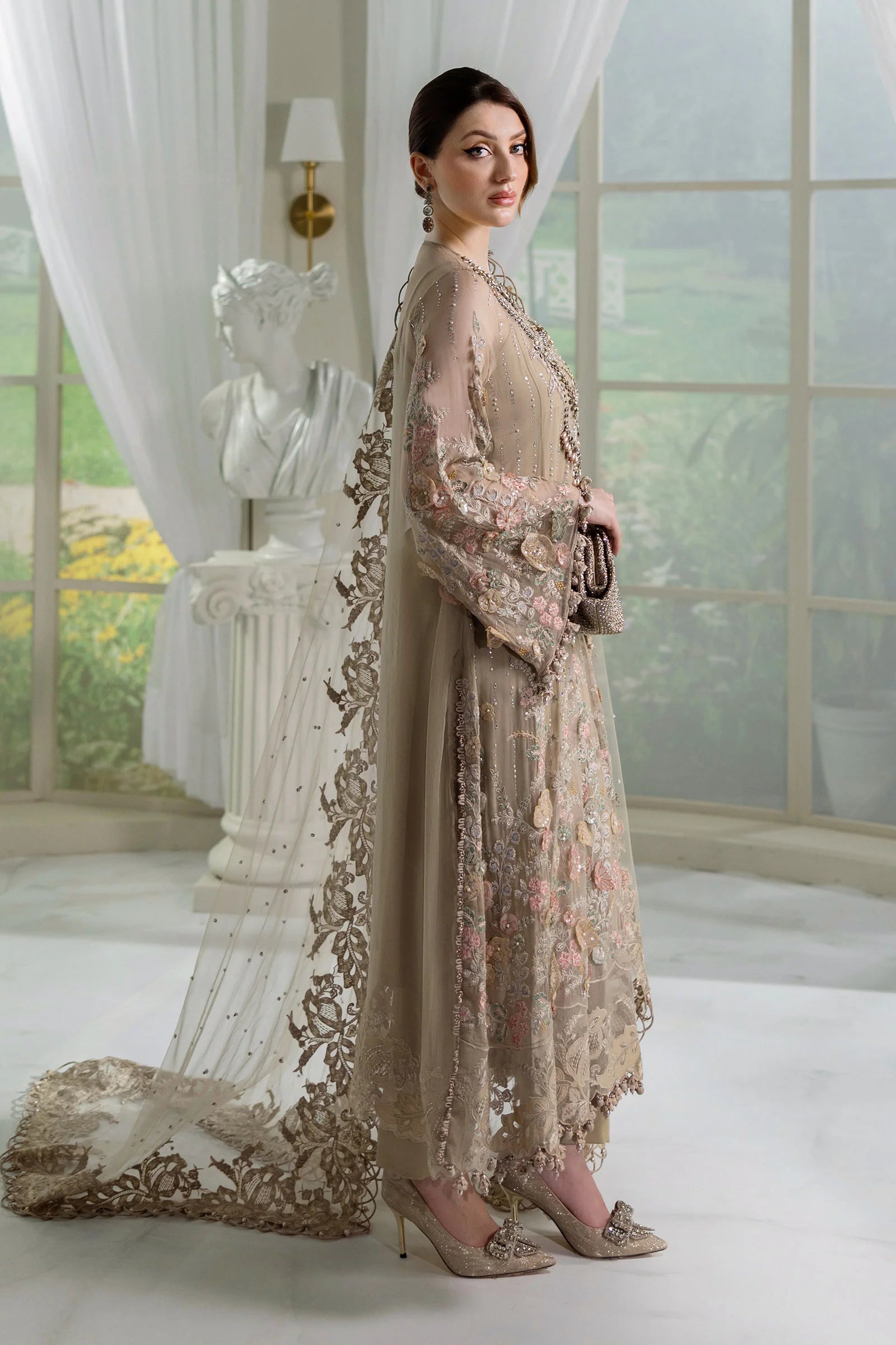 Maria B 3 Piece Embroidered Chiffon Suit | MPC-25-107 