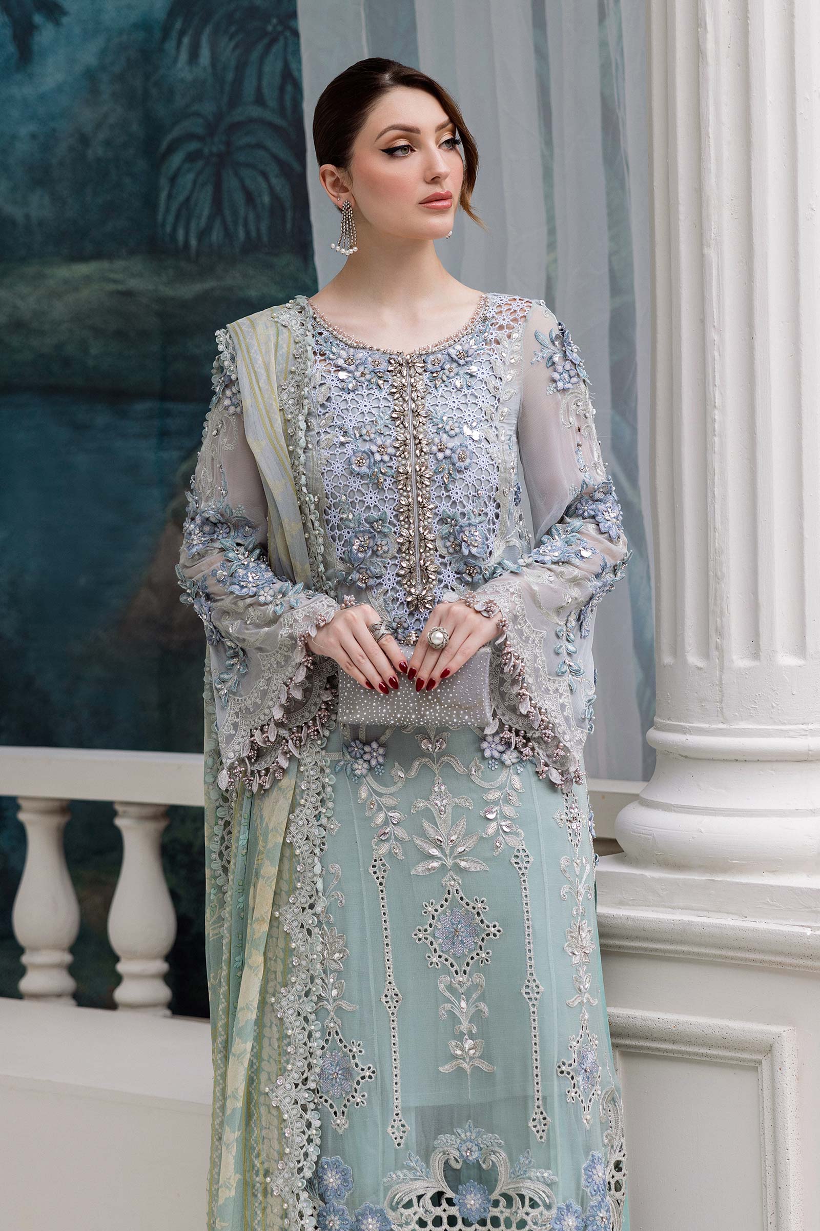 Maria B 3 Piece Embroidered Chiffon Suit | MPC-25-108 