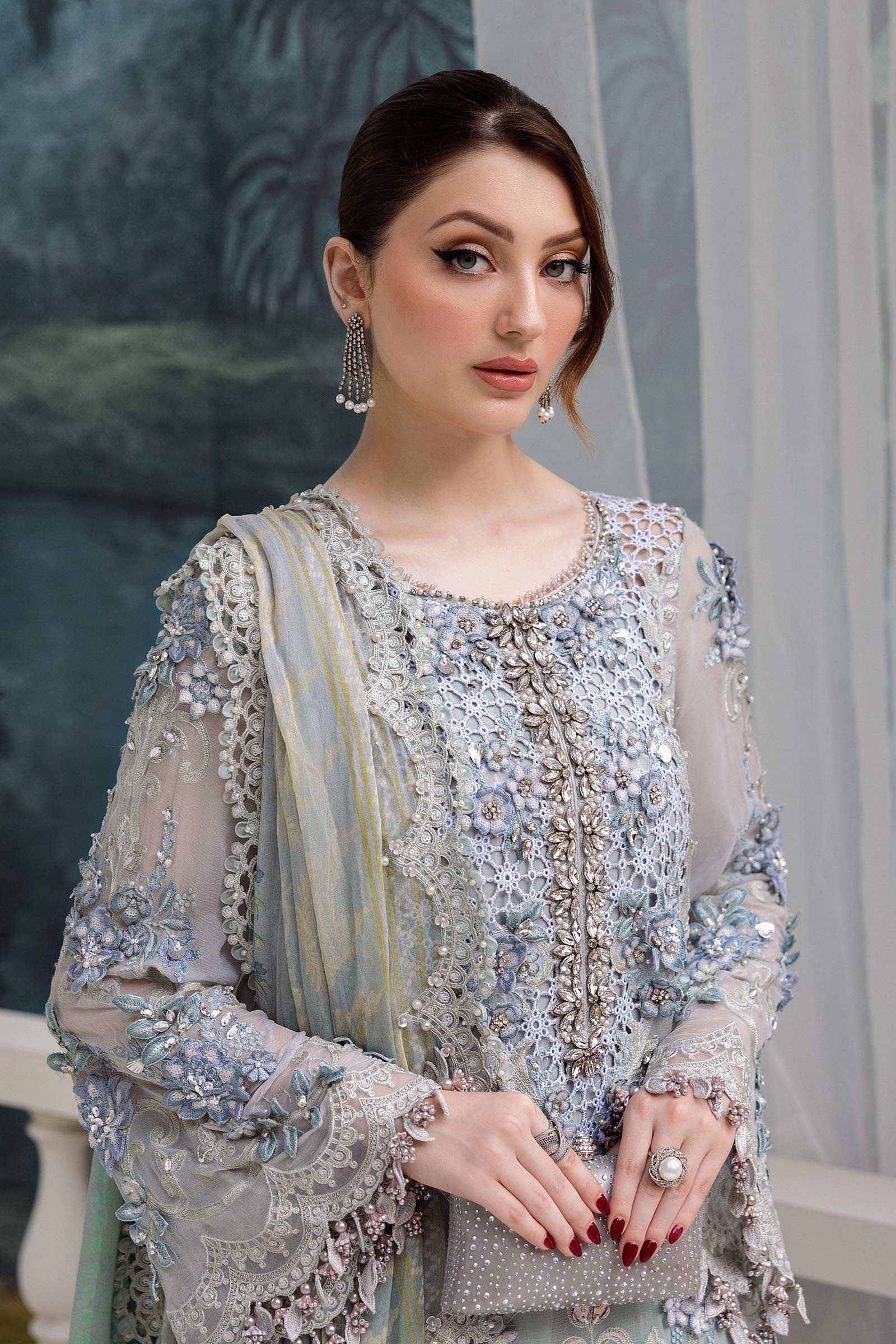 Maria B 3 Piece Embroidered Chiffon Suit | MPC-25-108 