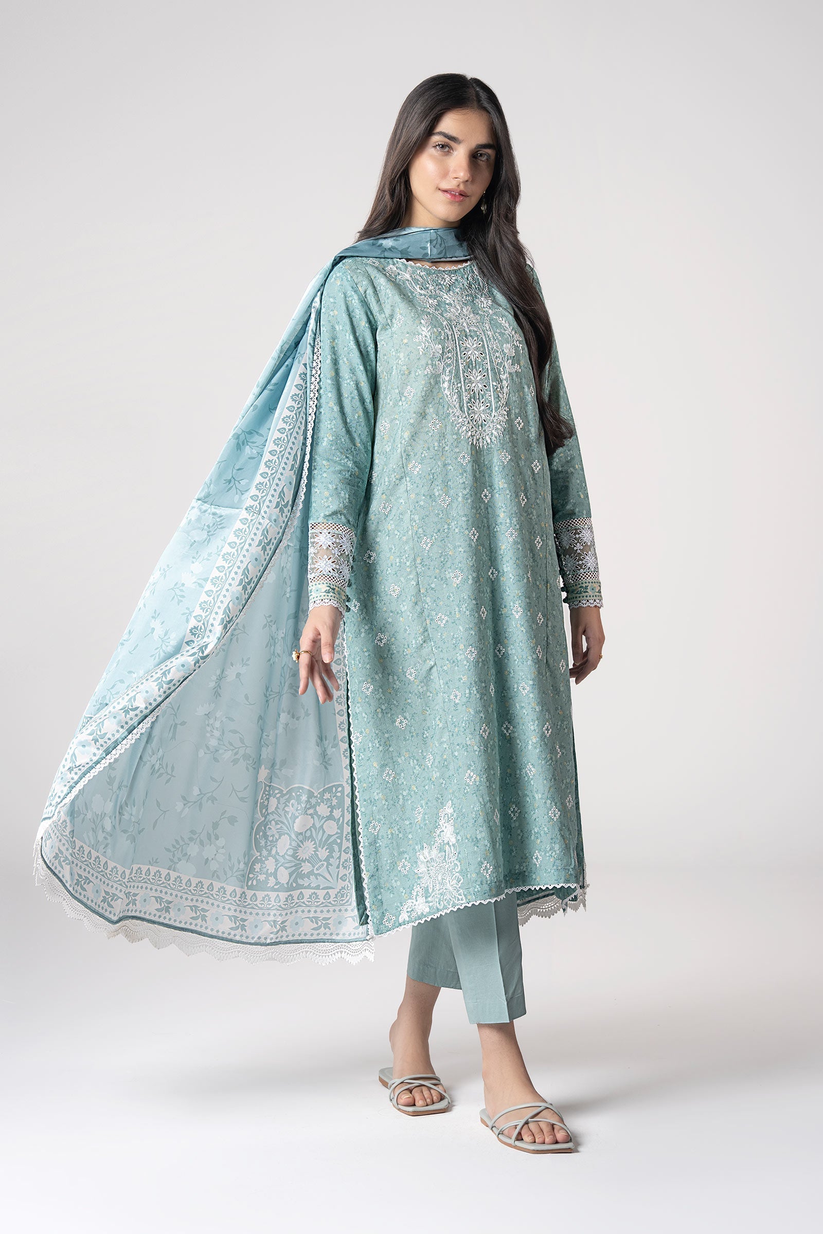 Maria B | Basics RTW | 3 Pc Embroidered Mesh Lurex Dots Suit | MB-CS25-142