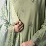 Maria B | Basics RTW | 3 Pc Embroidered Lurex Stripe Suit | MB-CS25-143