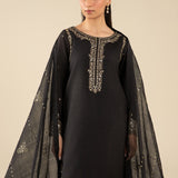 Maria B | Basics RTW | 3 Pc Embroidered Raw Silk Suit | MB-FS25-32-B