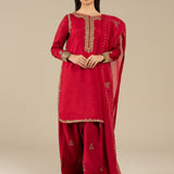 Maria B | Basics RTW | 3 Pc Embroidered Raw Silk Suit | MB-FS25-32