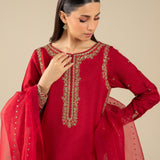Maria B | Basics RTW | 3 Pc Embroidered Raw Silk Suit | MB-FS25-32
