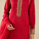 Maria B | Basics RTW | 3 Pc Embroidered Raw Silk Suit | MB-FS25-32
