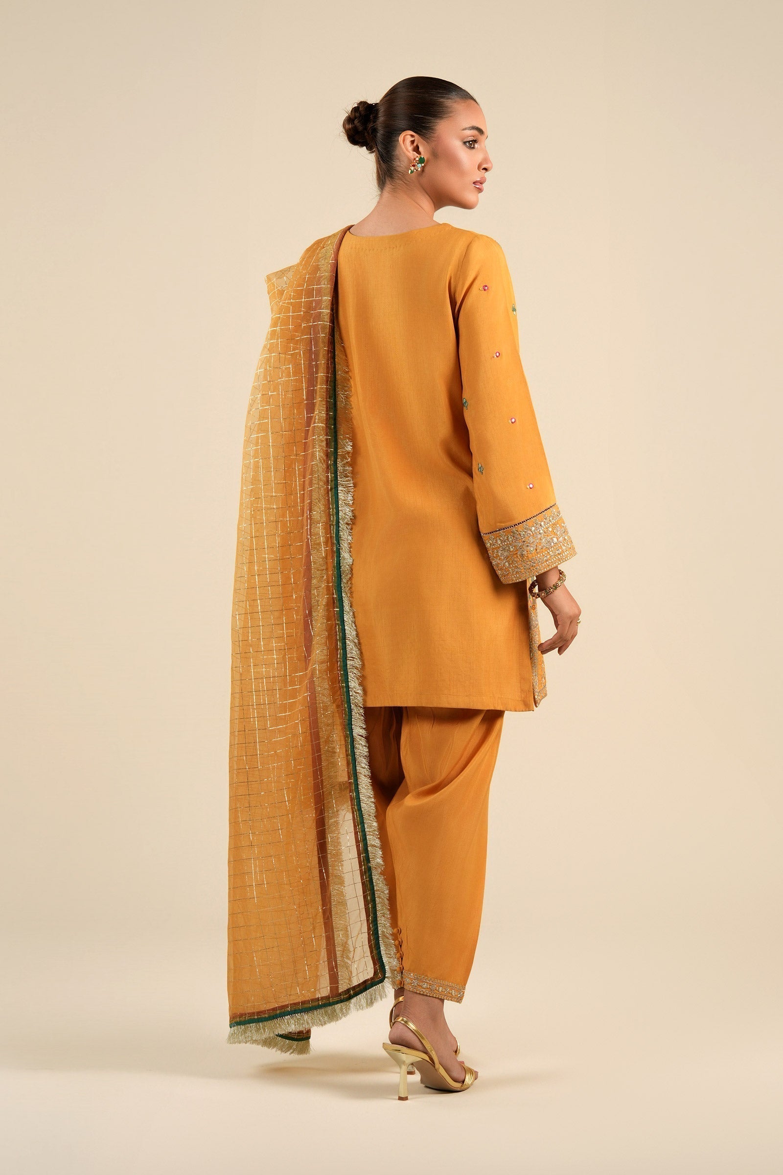 Maria B | Basics RTW | 3 Pc Embroidered Raw Silk Suit | MB-FS25-33