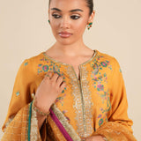 Maria B | Basics RTW | 3 Pc Embroidered Raw Silk Suit | MB-FS25-33