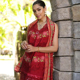 Noor by Saadia Asad | Luxury Chikankari Lawn24 | D12-A Red Chevron